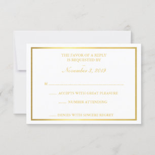 Classy Gold White UAWG RSVP Karte