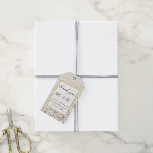 Classy Gold & White Wedding Vielen Dank Geschenkanhänger (Mit Garn)