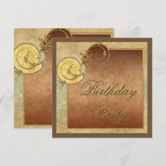 Classy Gold Wirbel & Floral Feminine Geburtstag Einladung
