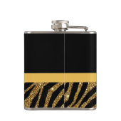 Classy Gold Zebra Print IMITATE Glitz Bow mit Name Flachmann (Rückseite)