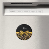 Classy Gold Zebra Print IMITATE Glitz Bow mit Name Magnet (In Situ (Geschirrspüler))