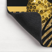 Classy Gold Zebra Print IMITATE Glitz Bow mit Name Mousepad (Ecke)