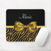 Classy Gold Zebra Print IMITATE Glitz Bow mit Name Mousepad (Mit Mouse)