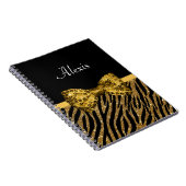 Classy Gold Zebra Print IMITATE Glitz Bow mit Name Notizblock (Rechte Seite)