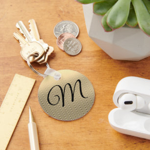 Classy Gold Zickzack Monogram Schlüsselanhänger