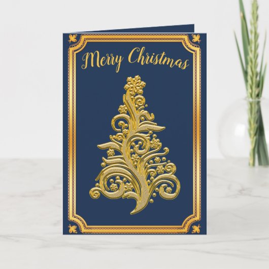 Classy Golden Christmas Tree Card Karte (Vorderseite)