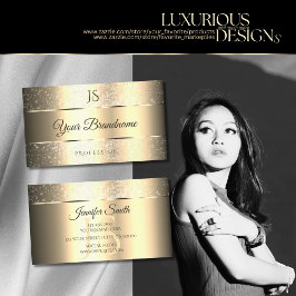 Classy Golden Tiny Glitzer Stars und Initialen Visitenkarte