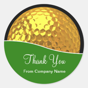 Classy Golf Gold Tone Golf Ball Vielen Dank Runder Aufkleber