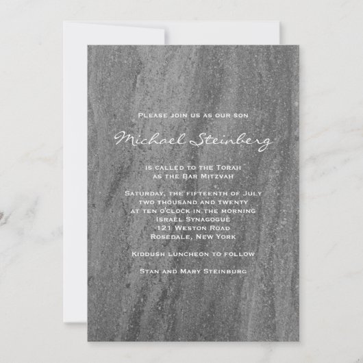 Classy Granite Bar Mitzvah Einladung (Vorderseite)