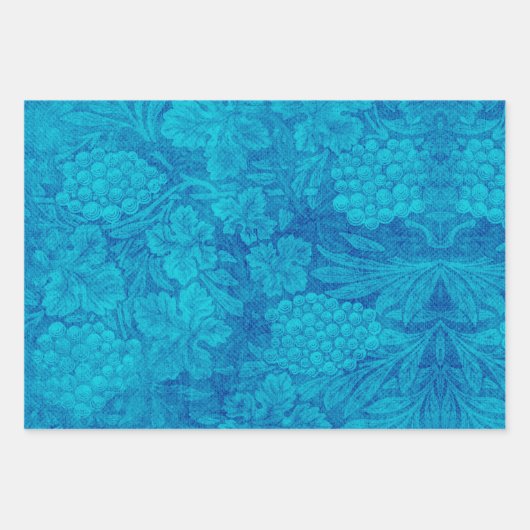 Classy Grape Cluster Damask Style Blue Green Geschenkpapier Set (Vorderseite)