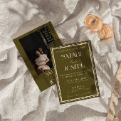 Classy Grassland Old Money Retro Photo Wedding Einladung