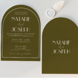 Classy Grasslands Old Money Retro Arched Wedding Einladung