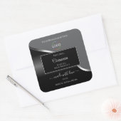 Classy Gray Black Wavy Silver Logo Product Labels Quadratischer Aufkleber (Umschlag)