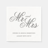 Classy gray Mr. und Mrs. Papier Hochzeitsnapkins Serviette (Vorderseite)