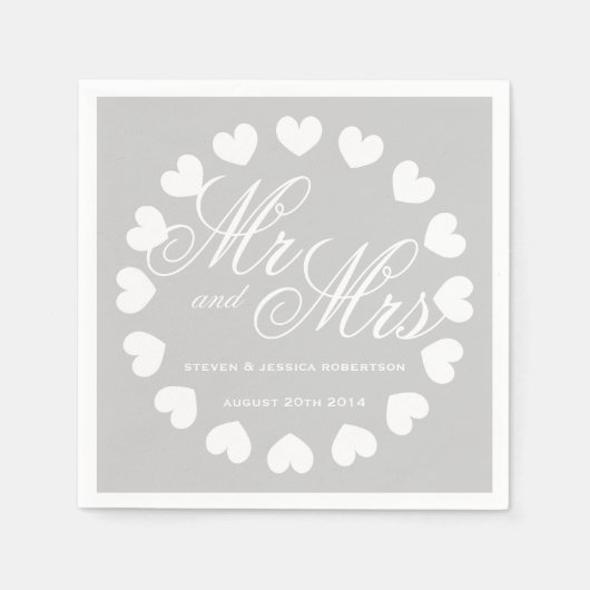 Classy gray-white Mr. Mrs. wedding napkins Serviette (Vorderseite)