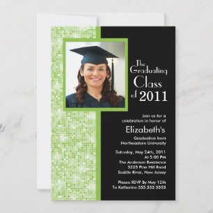 Classy Green & Black Abschluss Einladung Foto