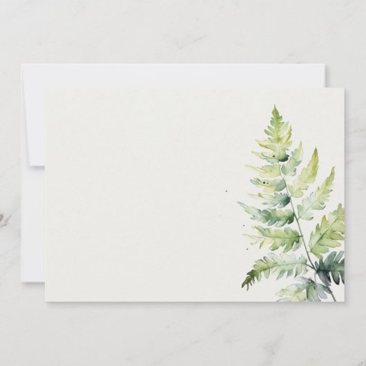 Classy Green Gold Aquarell Fern Foliage Save The Date (Rückseite)