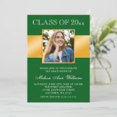 Classy Green Gold Foto Abschluss Ankündigung (Stehend Vorderseite)