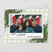 Classy Green Holly Red Berries Botanical Foliage Postkarte (Vorderseite)