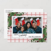 Classy Green Holly Red Berries Botanical Foliage Postkarte (Vorne/Hinten)