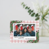 Classy Green Holly Red Berries Botanical Foliage Postkarte (Stehend Vorderseite)