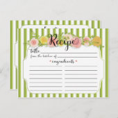 Classy Green Stripes mit Rose Rezept Card Postkarte (Vorne/Hinten)