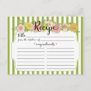 Classy Green Stripes mit Rose Rezept Card Postkarte