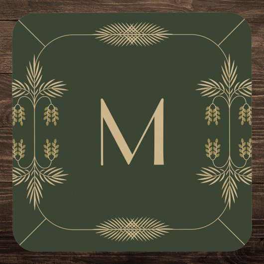 Classy Green und Gold Monogram Getränkeuntersetzer