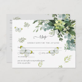 Classy Greenerage Foliage Wedding RSVP Postkarte