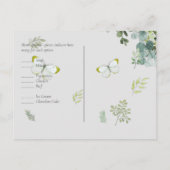 Classy Greenerage Foliage Wedding RSVP Postkarte (Rückseite)