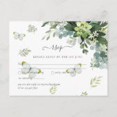 Classy Greenerage Foliage Wedding RSVP Postkarte (Vorderseite)