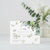 Classy Greenerage Foliage Wedding RSVP Postkarte (Stehend Vorderseite)