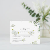 Classy Greenerage Foliage Wedding RSVP Postkarte (Stehend Vorderseite)