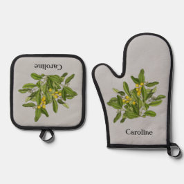 Classy Greenerity Foliage Oven Mitt und Pot Holder Ofenhandschuh & Topflappen-Set