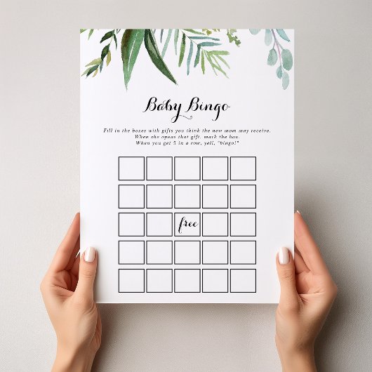 Classy Greenerity Tropical Baby Bingo Shower Game