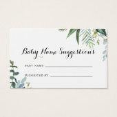 Classy Greenery Baby Name Suggestions Card (Vorderseite)