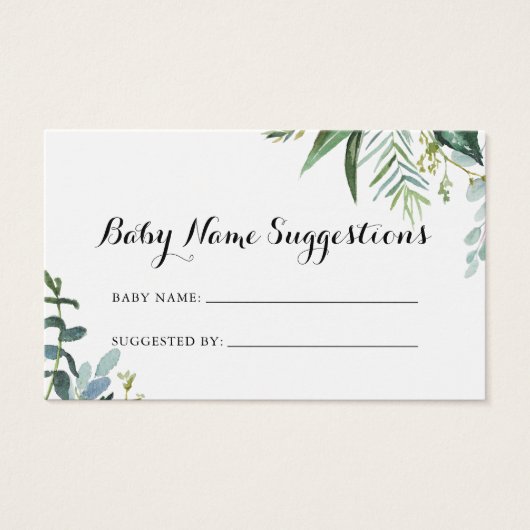 Classy Greenery Baby Name Suggestions Card (Vorderseite)