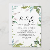 Classy Greenery BabyQ Baby Duschgrill Einladung (Vorderseite)