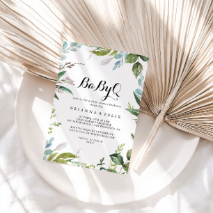 Classy Greenery BabyQ Baby Duschgrill Einladung
