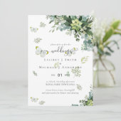 Classy Greenery Foliage Wedding Einladungen Budget (Stehend Vorderseite)