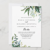 Classy Greenery Tropical Blätter Spanish Wedding Einladung (Vorderseite)