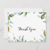 Classy Greenery Tropical Calligraphy Flat Wedding Dankeskarte (Vorderseite)