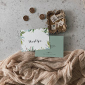 Classy Greenery Tropical Calligraphy Flat Wedding Dankeskarte