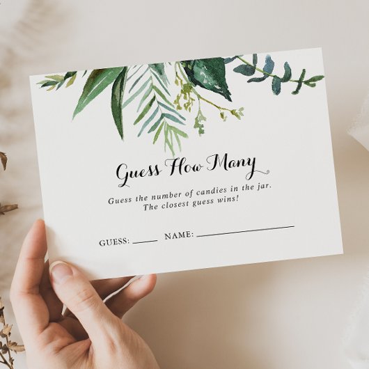 Classy Greenery Tropical Guess Wie viele Game Card Visitenkarte