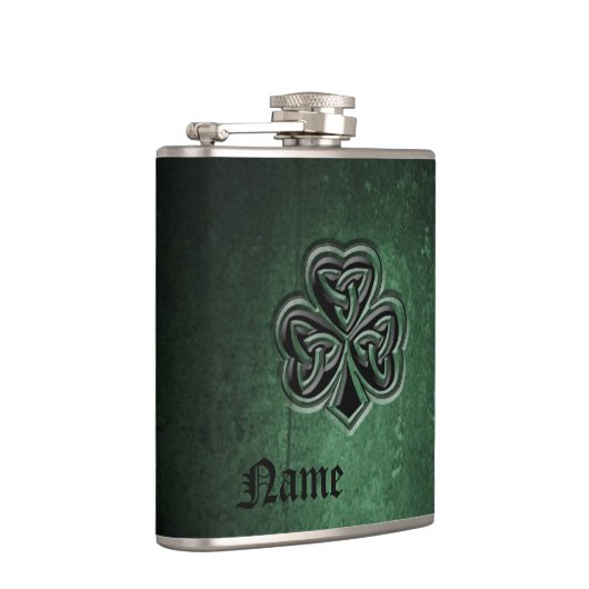 Classy Grunge Irish Pech Kleeblatt personalisiert Flachmann (Rechts)