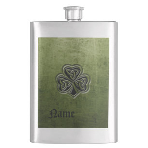 Classy Grunge Irish Pech Kleeblatt personalisiert Flachmann