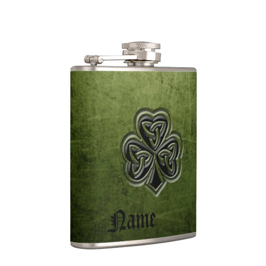 Classy Grunge Irish Pech Kleeblatt personalisiert Flachmann (Rechts)