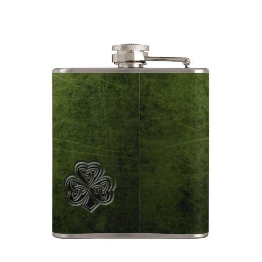 Classy Grunge Irish Pech Kleeblatt personalisiert Flachmann (Rückseite)