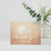 Classy Grunge Starfish & Sand Dollar Vielen Dank Postkarte (Stehend Vorderseite)