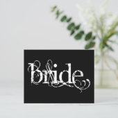 Classy Grunge Wedding - The Bride - B&W Postkarte (Stehend Vorderseite)